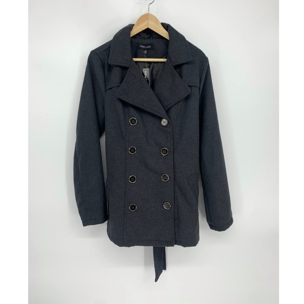 New Look Wool Charcoal Grey Peacoat Jacket Coat NEW WITH TAGS size XL